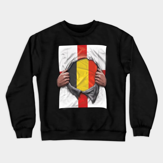 Belgium Flag English Flag Ripped - Gift for Belgian From Belgium Crewneck Sweatshirt by Country Flags